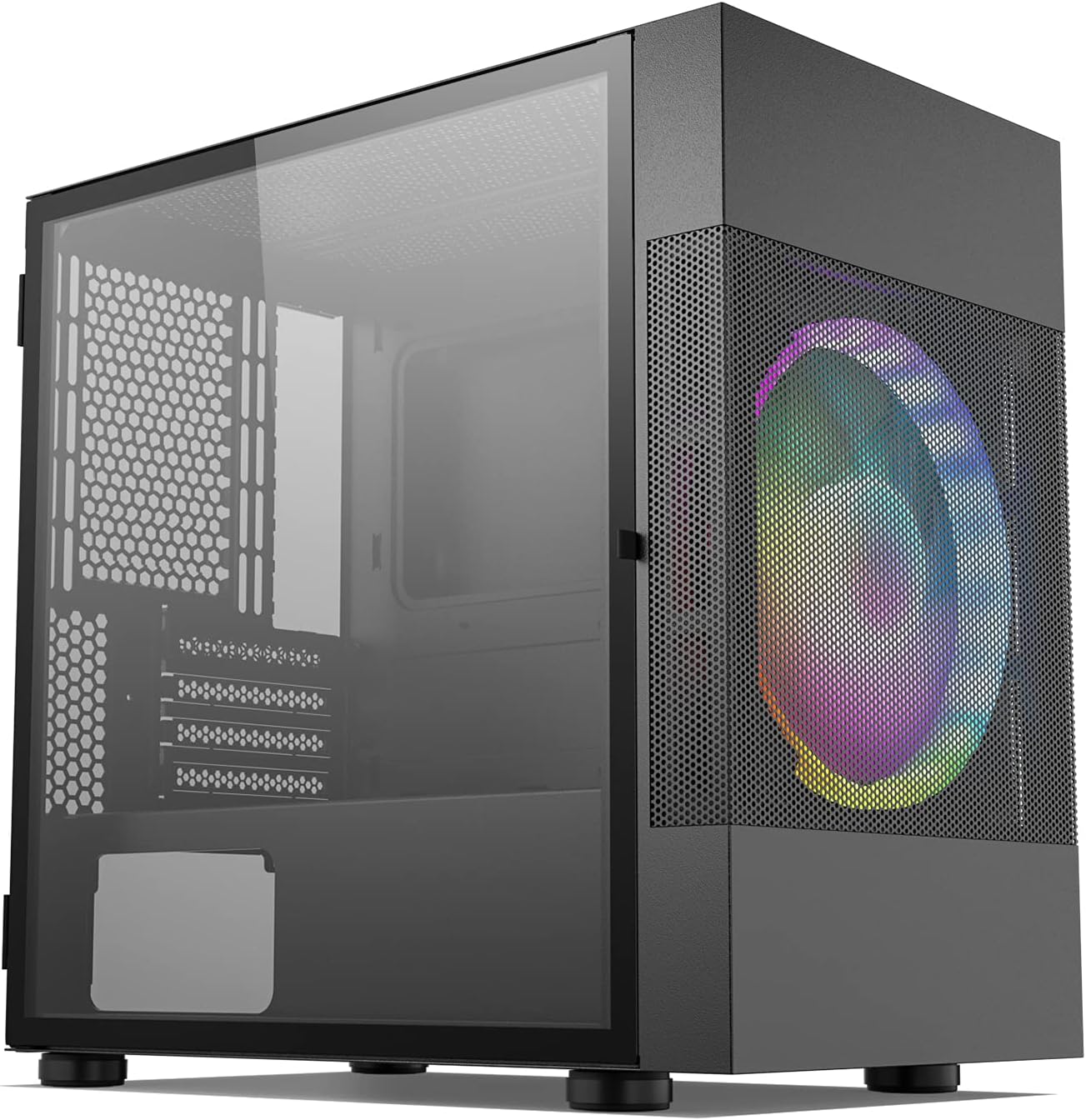 Vetroo A03 Mid-Tower ATX Gaming PC Case, Pre-Installed 3pcs ARGB/PWM Fans with Controller, Door Opening Tempered Glass Design, High Airflow Mesh Front/Dust Filter, Air Water Cooling Ready - Pink