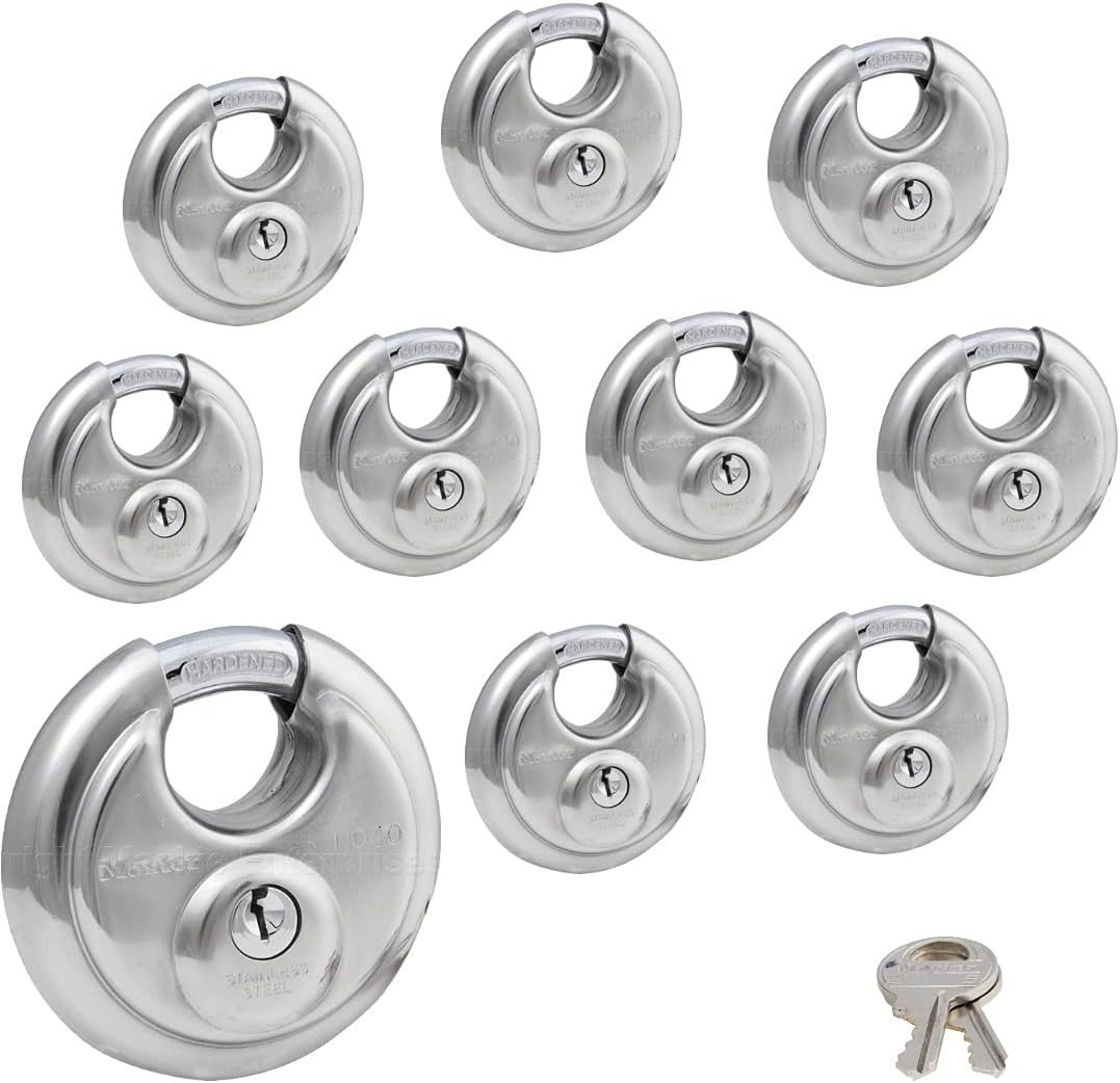 Master Lock - (4) Keyed Alike Stainless Steel Trailer and Multi Purpose Padlocks 40KA-4 Pack of 2