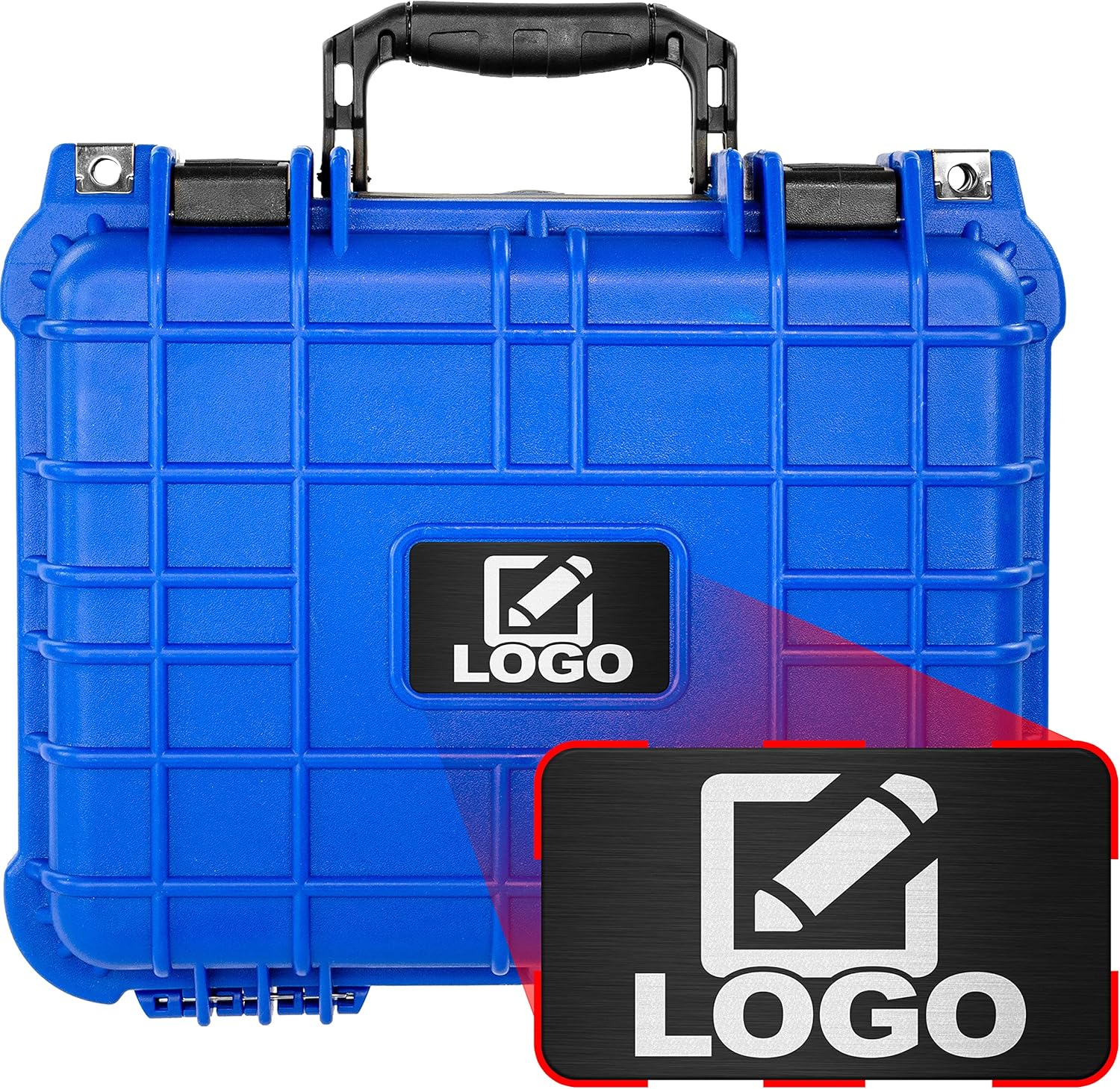 Eylar Protective Gear and Camera Hard Case with Custom Logo Plate, Waterproof & Shockproof w/Foam TSA Approved 13.37 Inch 11.62 Inch 6 Inch (Black)