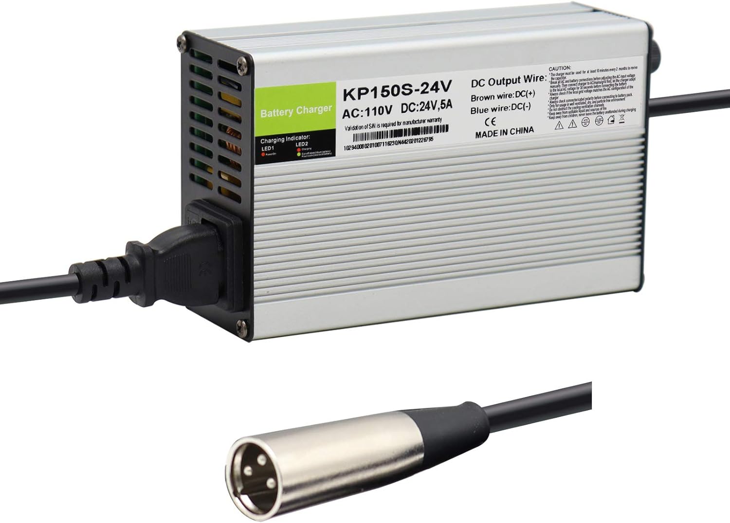 24V 5A Battery Charger with 3-Pin XLR Connector for Pride, Jazzy, Drive Medical, Golden Technologies, Shoprider, Rascal 200T/500T/301 PC/314/318 PC/320 PC/326/326A Pack of 2