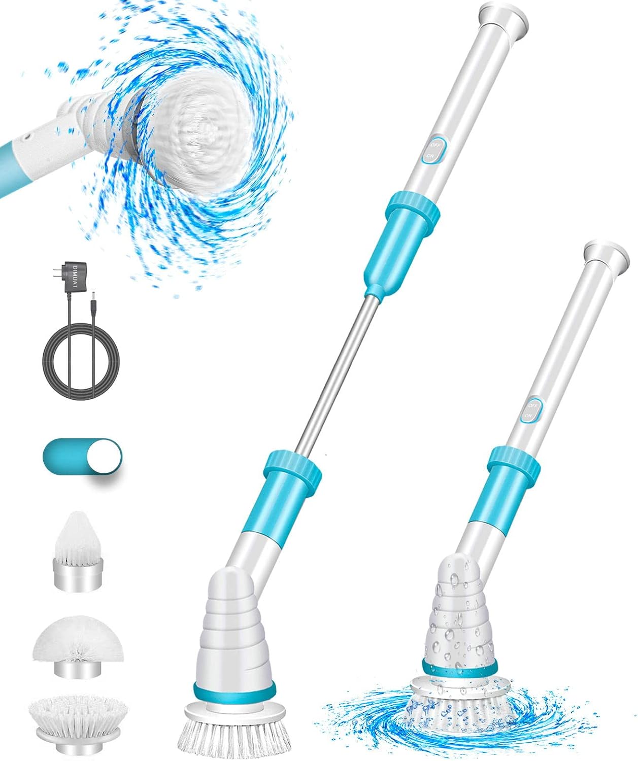 DIMUAT Electric Spin Scrubber, Shower Scrubber for Cleaning, Cordless Grout Power Bathroom Cleaner for Cleaning Tile, Floor, Bathtub Pack of 2