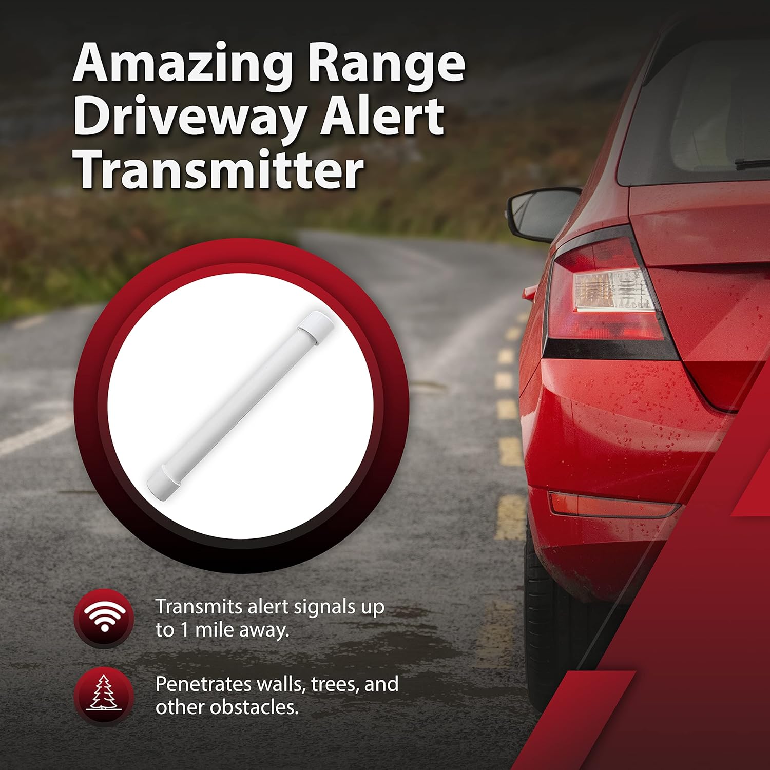 Dakota Alert DUAL-4000 Security System | Combines DAPT-4000 Driveway Alarm Transmitter with DCR-4000 Receiver | Has 2 Probes to Detect Vehicles Coming & Going up to 1 Mile Away*