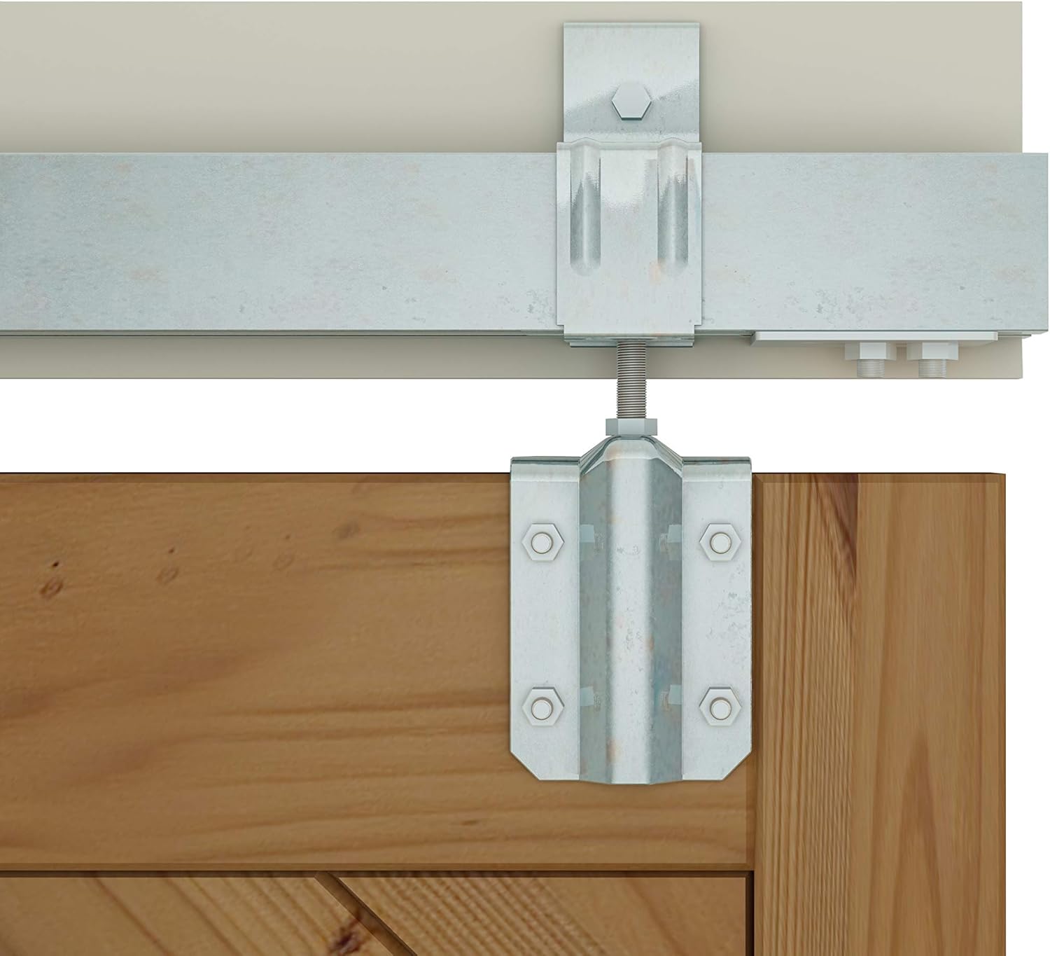 DIYHD 8FT Raw Material Sliver Box Track Double Sliding Barn Door Hardware Wall Mount Kit for Exterior Door