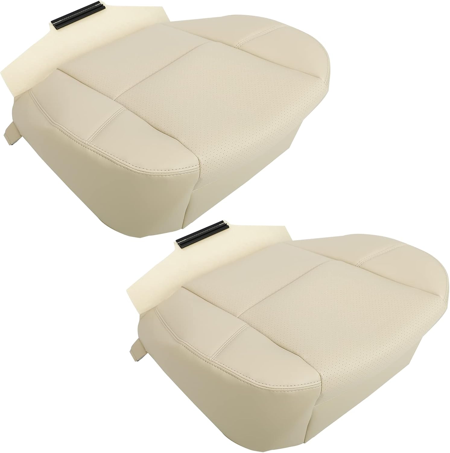 1PC Driver Side Bottom Perforated Leatherette Seat Cover Black Compatible with 2007-2014 Cadillac Escalade ESV EXT Pack of 2