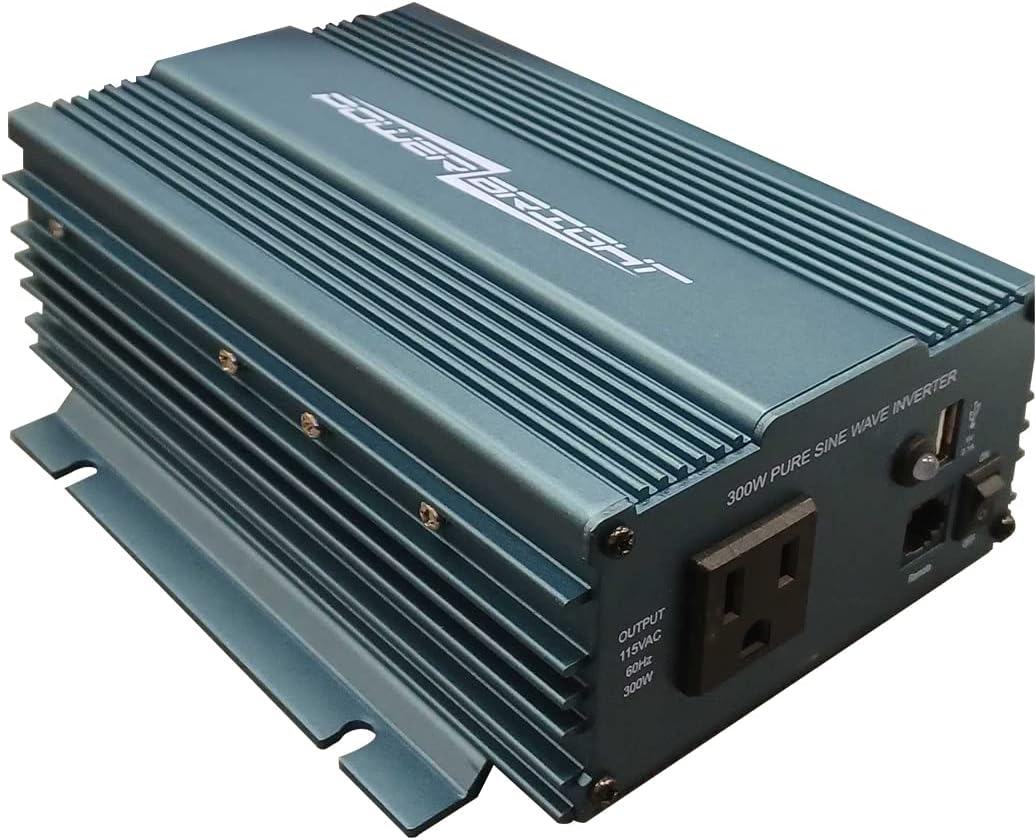 PowerBright Pure Sine Wave Power Inverter 300 Watt True Sine Continuous 12 Volt DC to 115 Volt AC with USB Charging Port - Perfect for an Emergency, Hurricane, Storm Outage Pack of 2