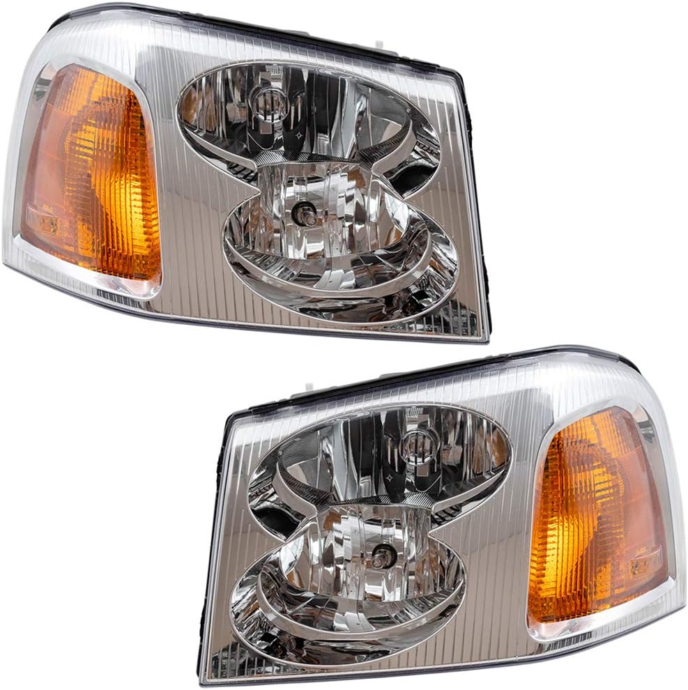 Brock Replacement Driver and Passenger Set Headlights Compatible with 2002-2009 Envoy 15866071 15866070