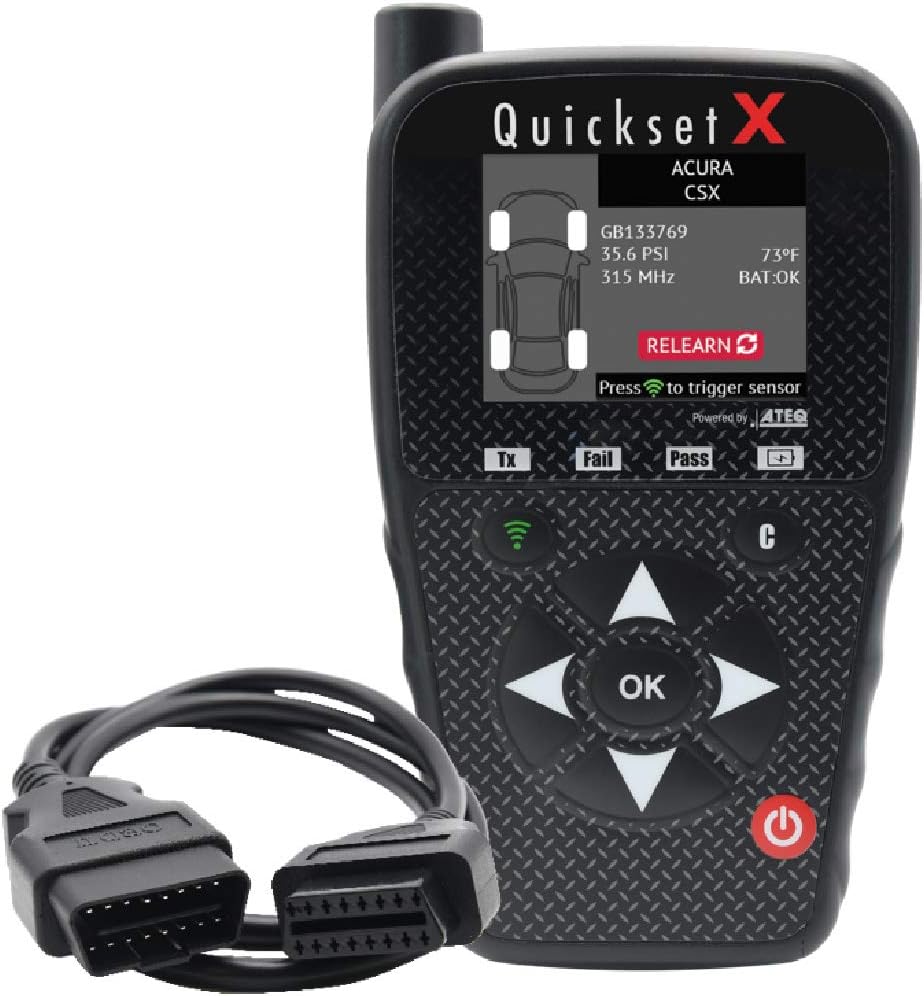 ATEQ Quickset X TPMS Activation and ECU Reset Tool Includes OBD Cable - Domestic, European and Import Vehicle Coverage up to 2020