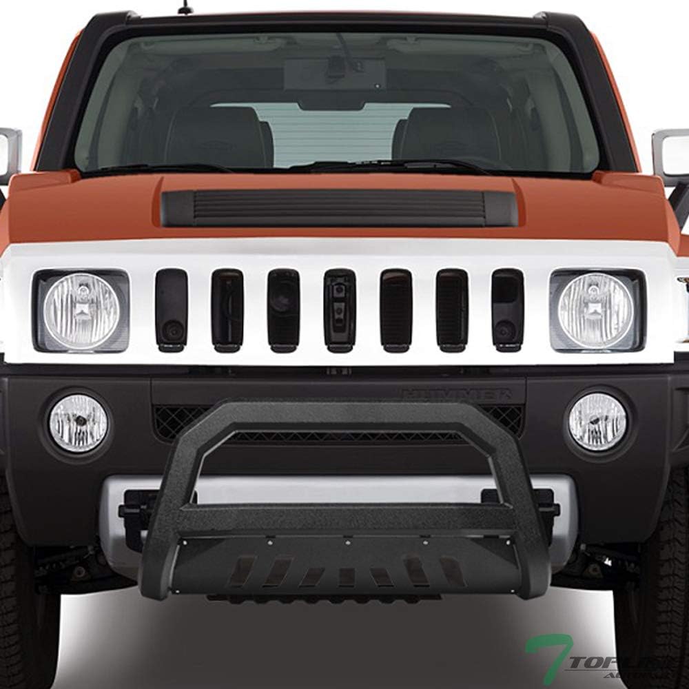 TLAPS 7422439931961 For 2005 2006-2010 Hummer H3 Textured Black AVT Style Bull Bar Guard with Skid Plate