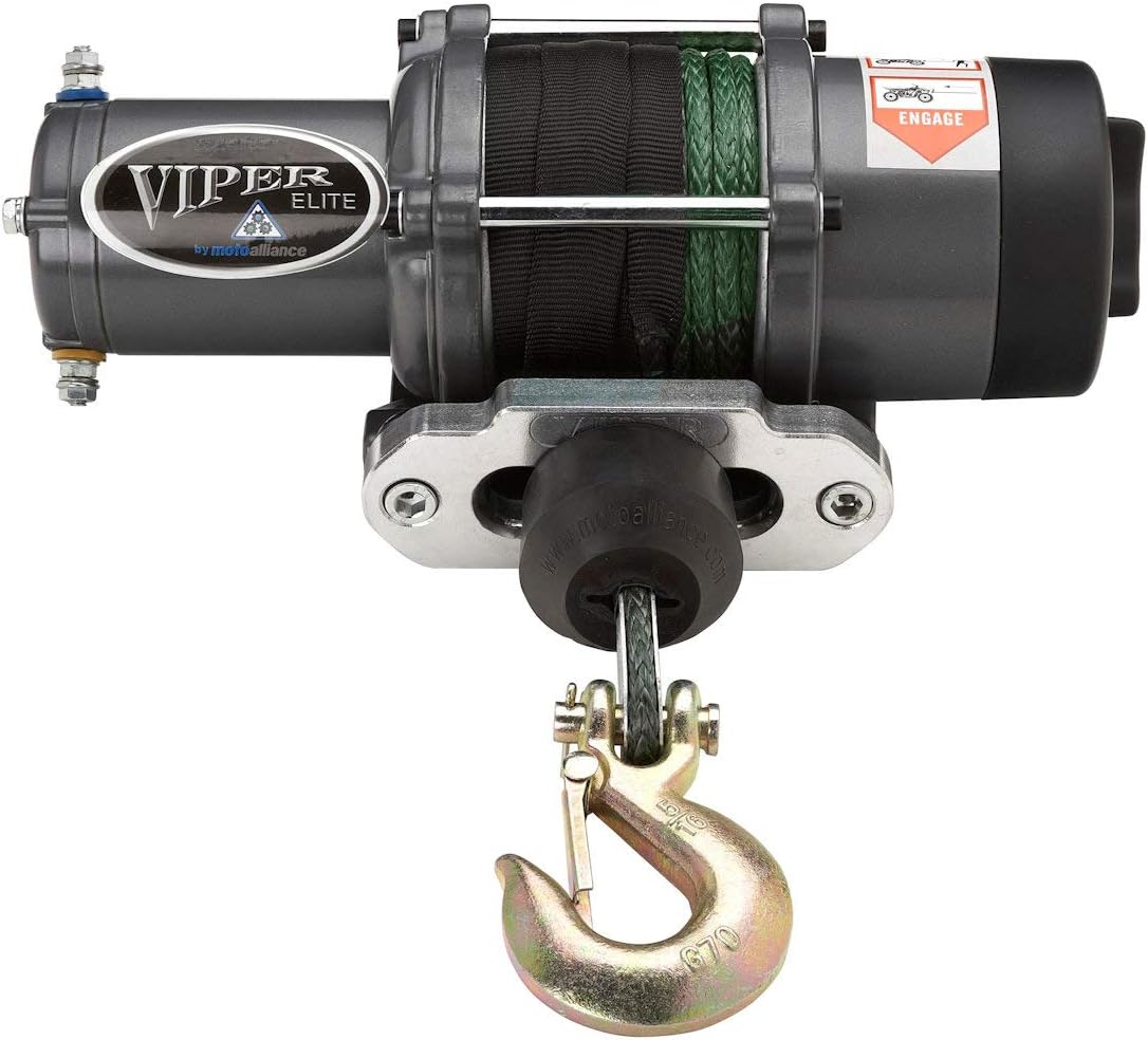 MotoAlliance VIPER Elite 4500lb UTV Winch Black Rope 2014-20 Polaris RZR 1000 XP