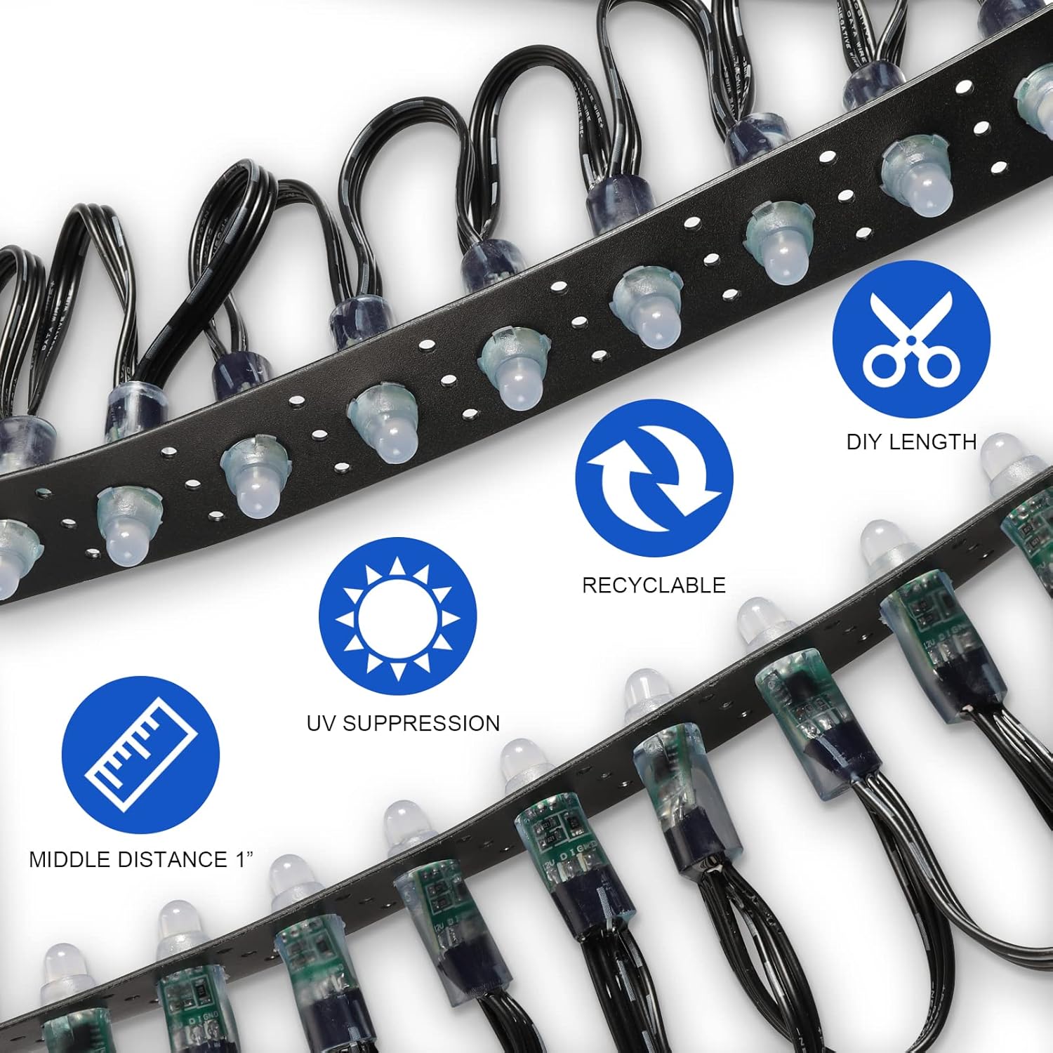 321 Lights Black Mounting Strip for 12mm RGB Pixel Node, 50meter/Roll and 1 inch(25mm) Hole Spacing, Perforated Mounting Strip of 30mm Wide, 1.6mm Thick, Heavy Duty Plastic Strips Pack of 2