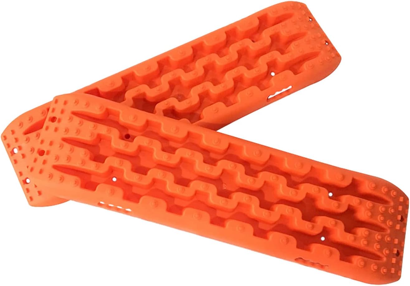 DIYTuning 2 Pcs Off-road Traction Boards Recovery Auto Tire Traction Mat Tire Grip Aid Ladder Tool for Sand Snow Mud Snow 4WD Black Pack of 2