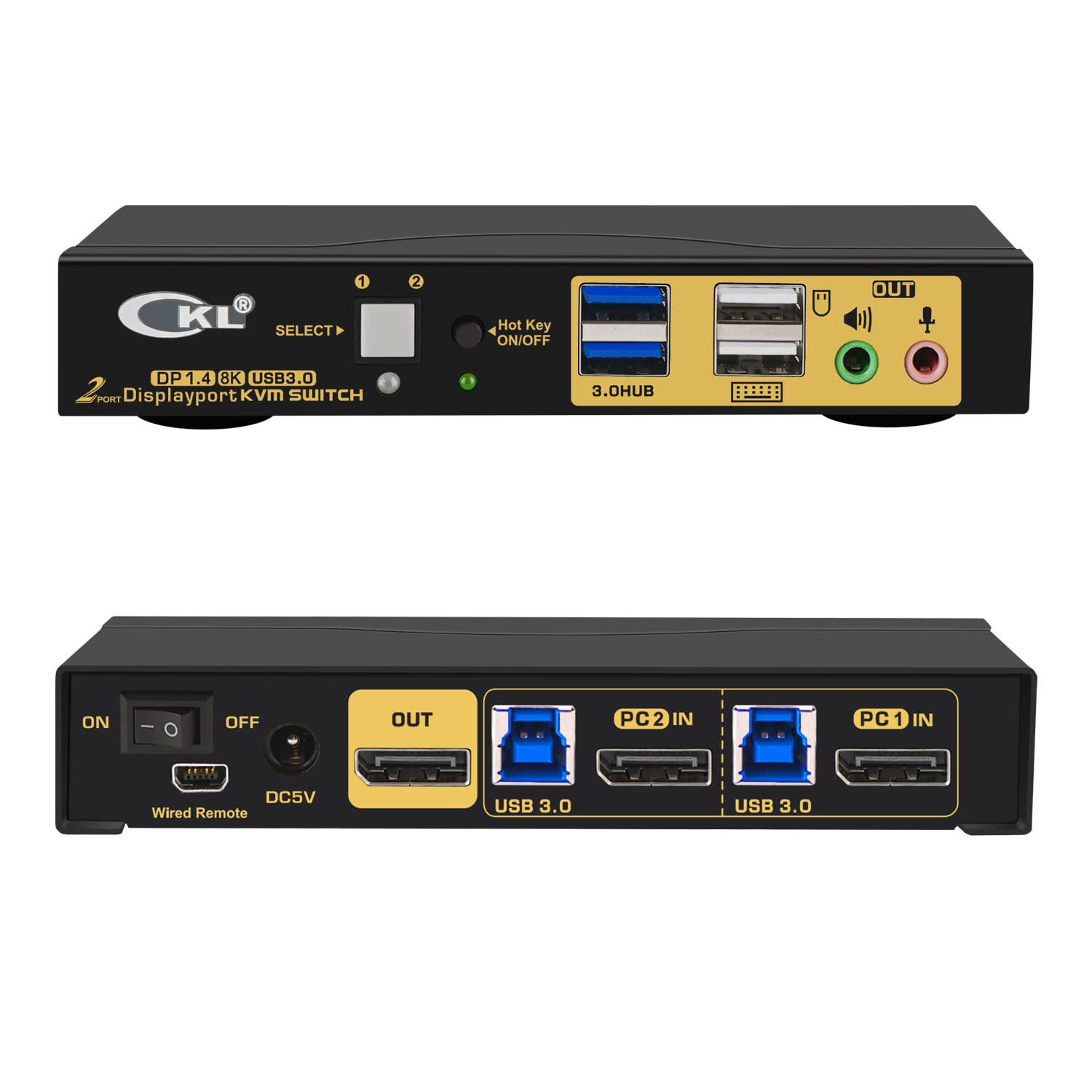 2 Port Dual Monitor KVM Switch HDMI 4K@60Hz YUV 4:4:4 with Audio Outputs and USB 2.0 HUB CKL-922HUA-2