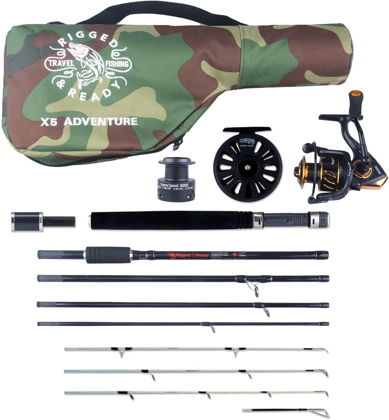 X5 Series Travel Fishing Rod & Case (X5 Max, Travel & Combo) - Nano-Carbon Fishing Rod Combinations for All Your Fishing Needs. Spin Fishing, Fly Fishing, Ledger Fishing and More.