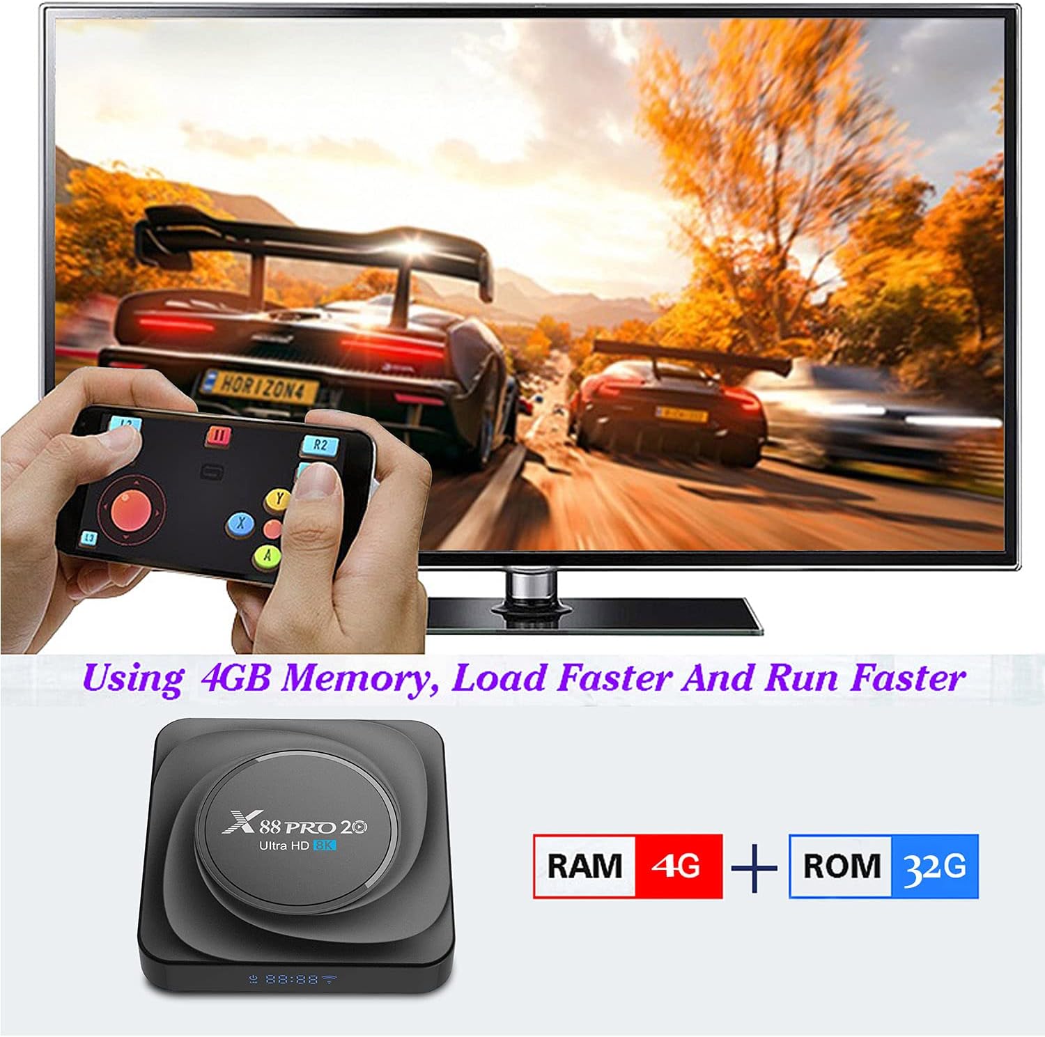 jonchn Android TV Box 11.0, 8K Media Player Android Box 4GB RAM 32GB ROM with RK3566 Quad-Core Supports 2.4G /5G Dual-Band WiFi /BT 4.2/3D/H.265 Smart TV Box with Remote Control, 4G Ram + 32G Rom Pack of 2