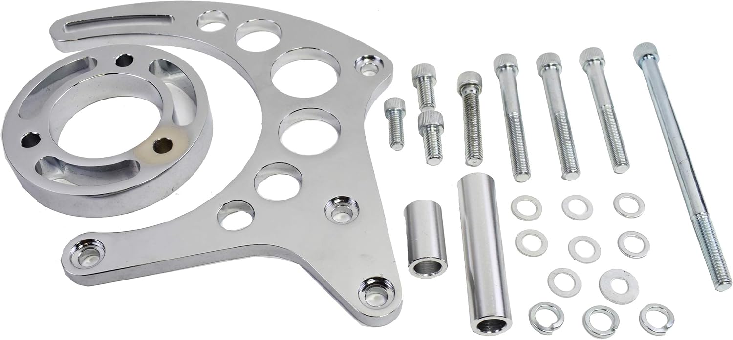A-Team Performance - Long Water Pump Alternator Bracket - Compatible with Chevrolet SBC Small Block Chevy V8, GEN. I, Chrome Pack of 2
