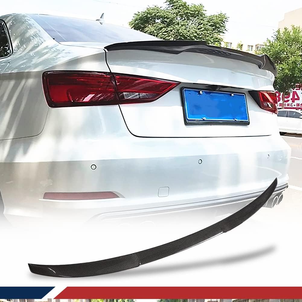 JC SPORTLINE Carbon Fiber Trunk Spoiler for Audi A3 8V Base/Sline S3 Sedan 2014-2020 Custom Parts Trunk Lip Spoiler HighKick Rear Wing Spoiler Body Kits Factory Outlet (Style B)