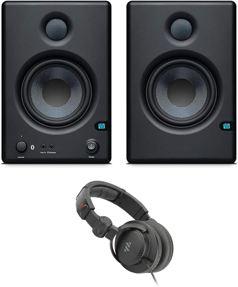 PreSonus ERIS BT 4.5 Bluetooth Media Monitors (Pair) Bundle with Polsen Studio Monitor Headphones