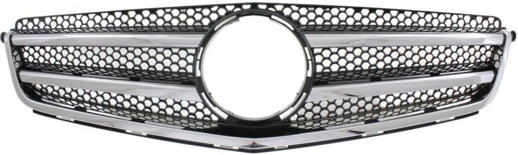For Mercedes-Benz C300 / C350 Grille Assembly 2008 09 10 2011 | Chrome Shell w/Painted Black Insert | w/AMG Styling Package | Plastic | MB1200158 | 2048801083