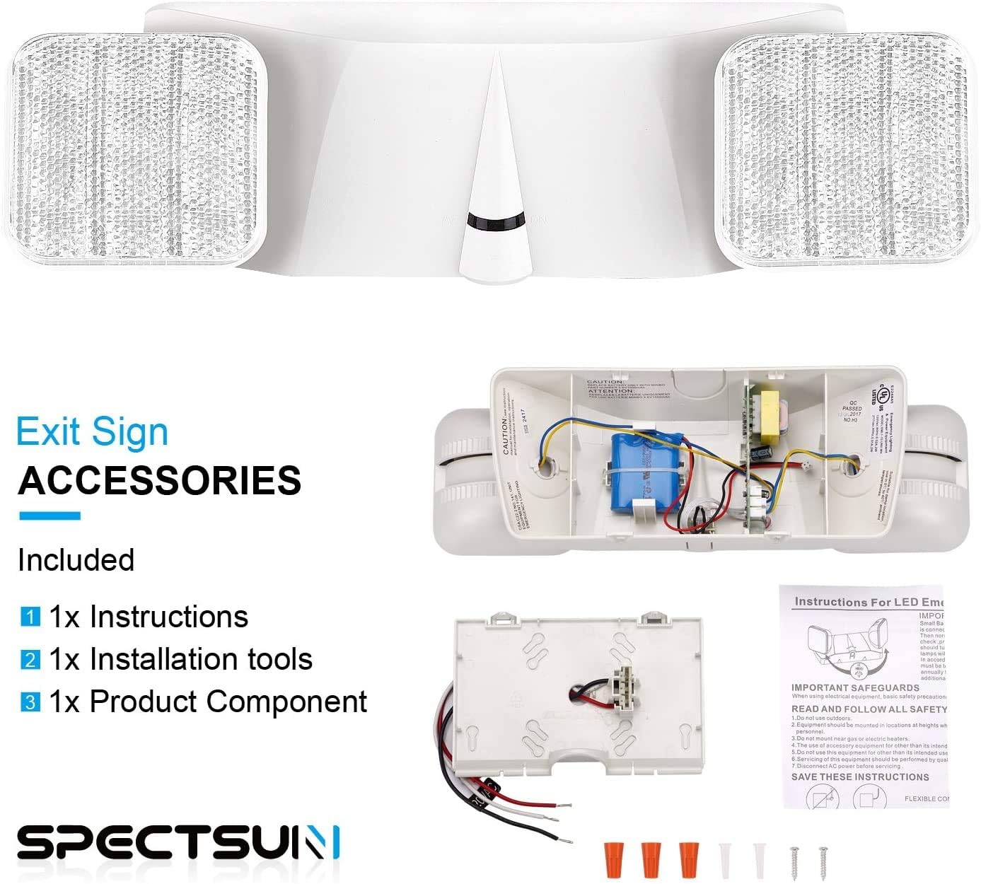 EXITLUX LED 4 Pack White Commercial Lighted Exit Signs-US Standard UL Listed-Exit Signs with Emergency Lights Sure Lites-Two Head Emergency Light-Lithonia Exit Lights-Emergency Flood Lights Indoor