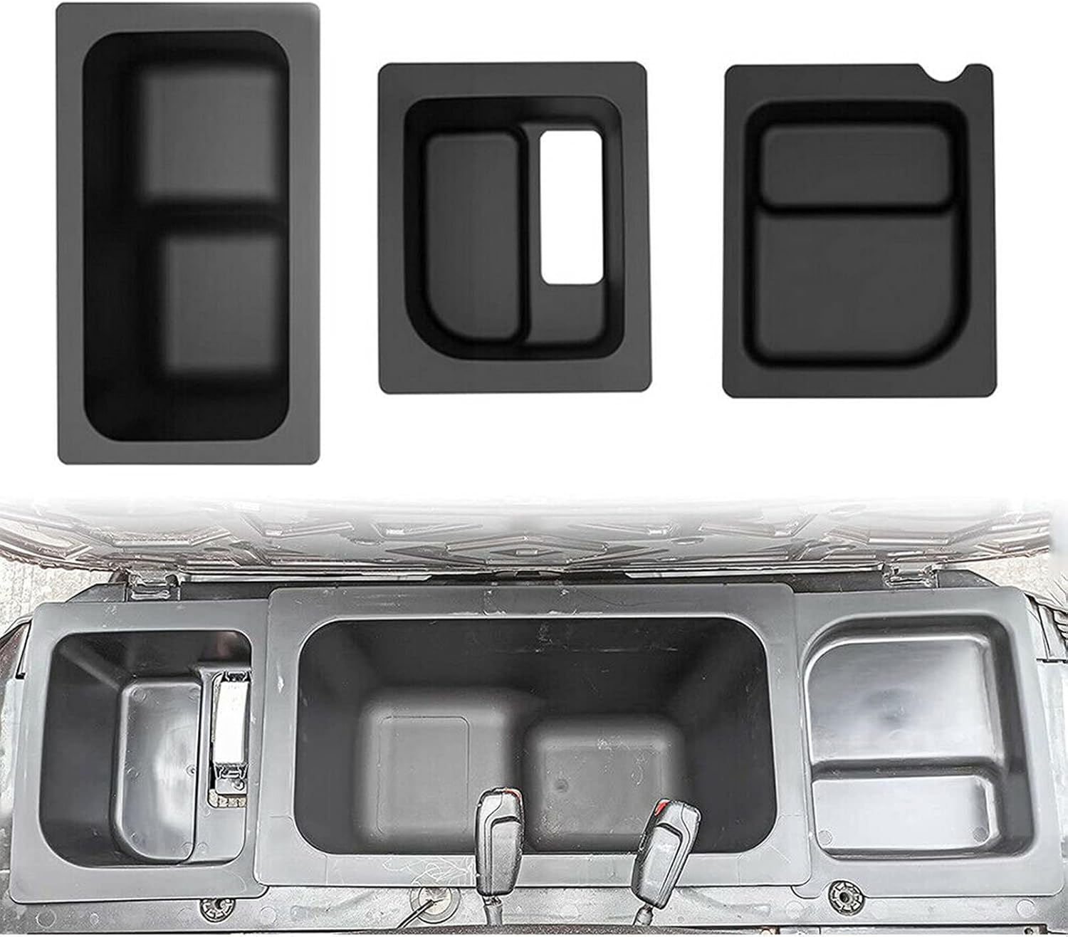 EBESTauto Mid-Size Under Seat Storage Bin Set Fit for 2015 2016 2017 2018 2019 2020 2021 Polaris Ranger 500/570 PRO-FIT Cage Model 50” Wide, 3PCS Black Under Seat Storage Box