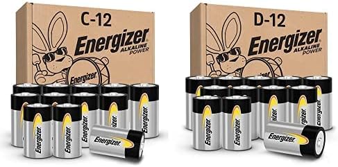 Energizer Alkaline Power C Batteries and D Batteries Variety Pack, 12 C and 12 D Batteries (24 Count) Pack of 2