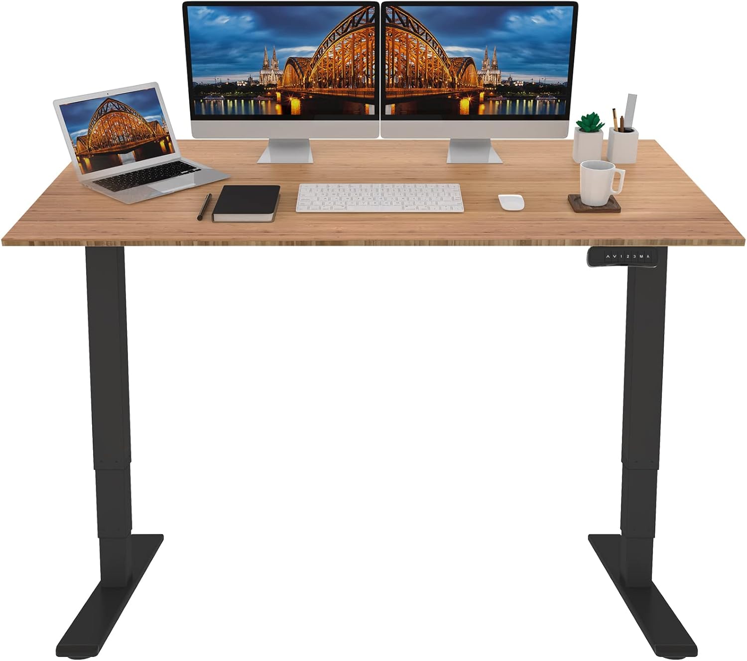 FLEXISPOT EC5 3 Stages Dual Motor Electric Standing Desk 48x30 Inches Whole-Piece Desk Board Height Adjustable Desk Electric Stand Up Desk Sit Stand Desk(White Frame + White Desktop)