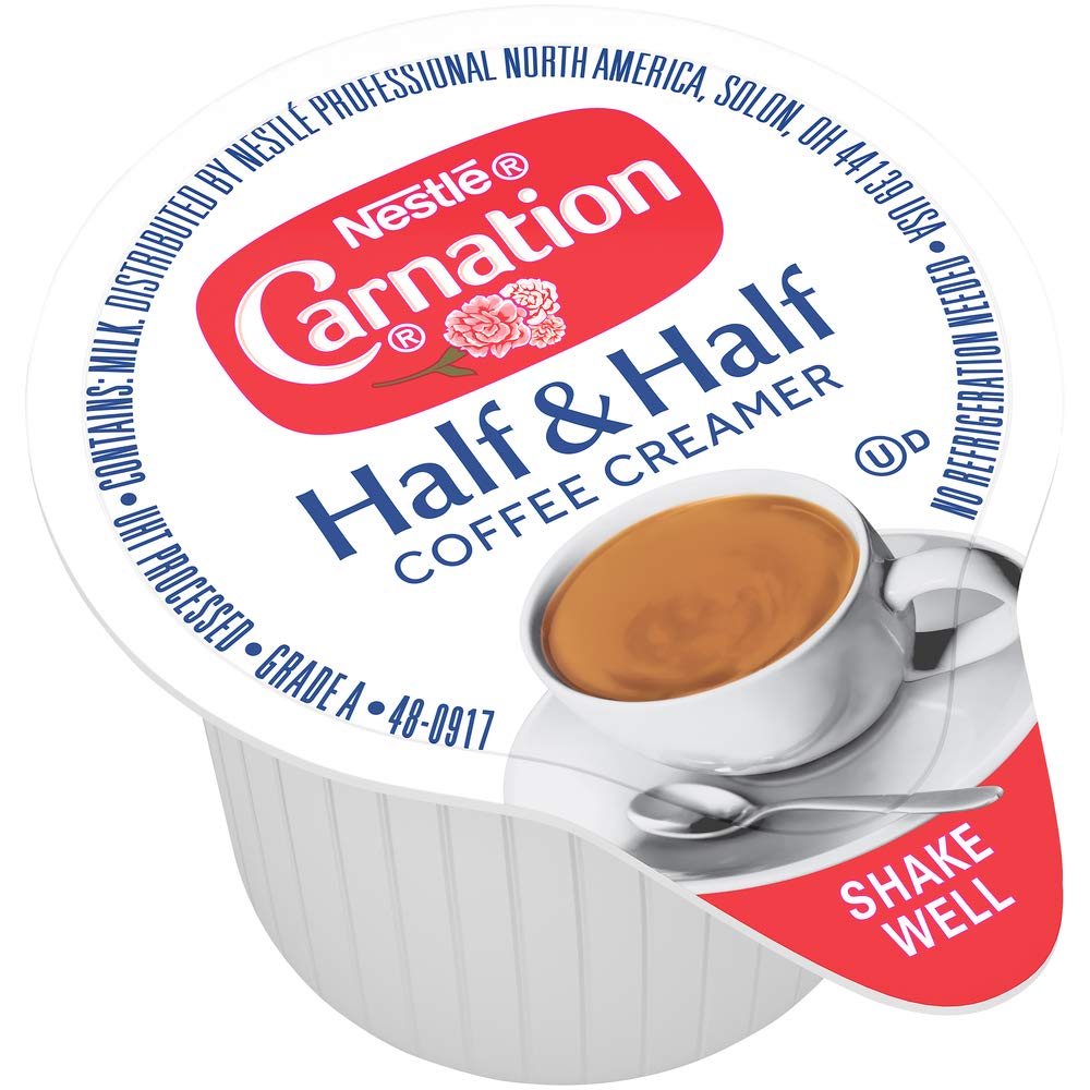 Nestle Carnation Coffee Creamer Half and Half, No Refrigeration, Made with Real Dairy, Box of 360 Pack of 2