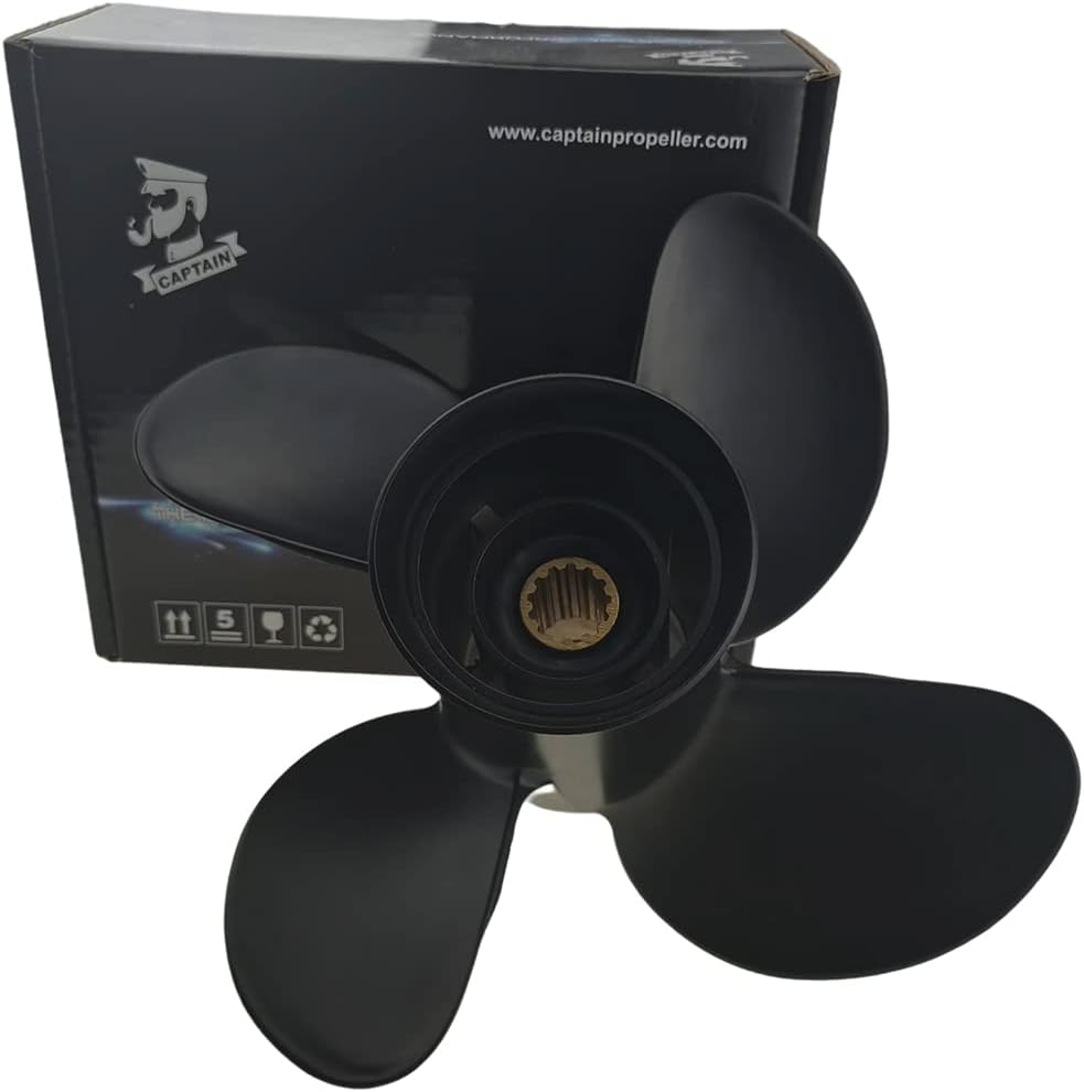 Boatman 10.6x12 10.3x13 4 Blade Aluminum Outboard Boat Propeller fit Mercury Engines 25-70 Hp,13 Spline Tooth,RH