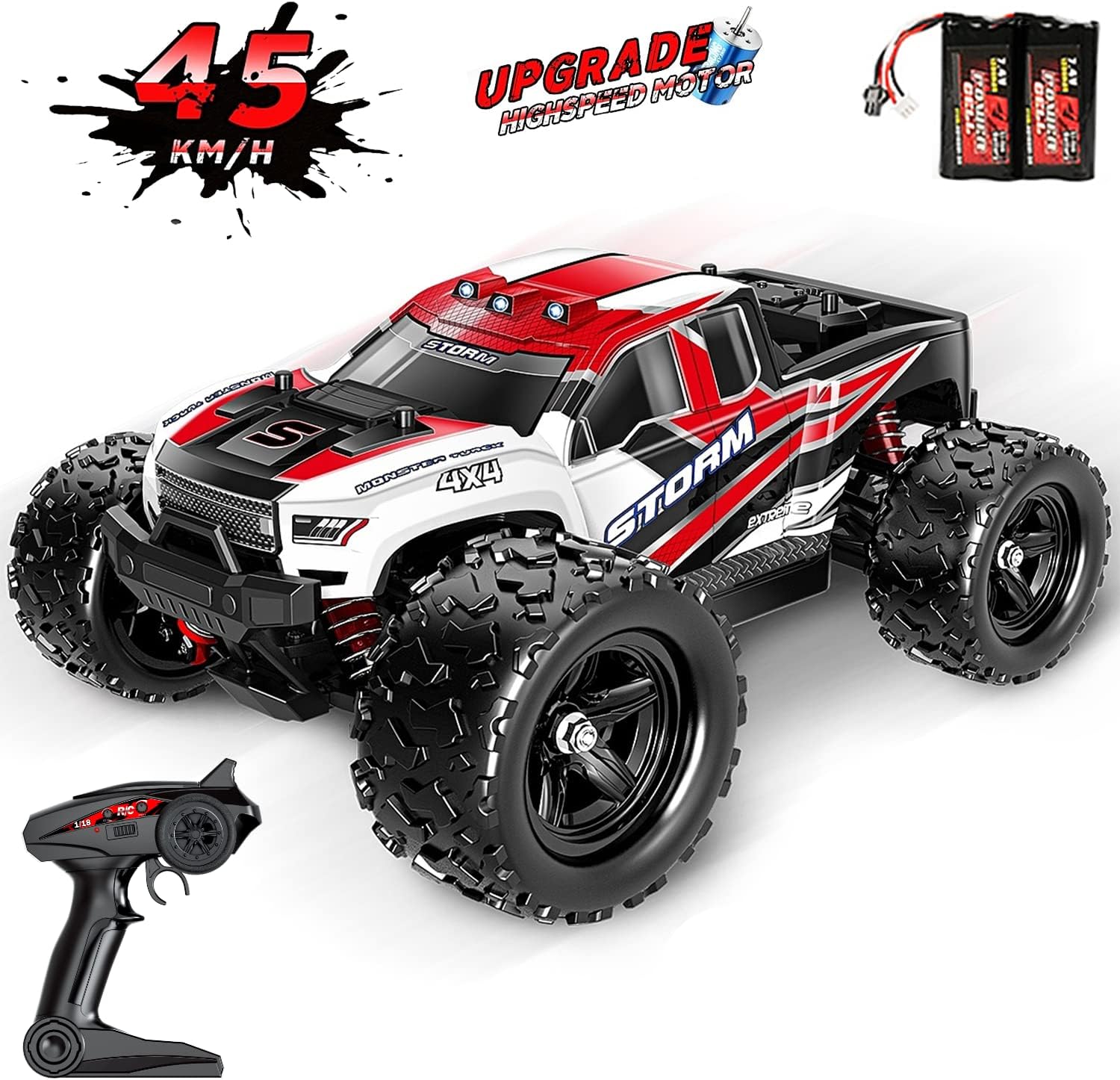 TizzyToy1:8 Scale Super Large Remote Control Car,RR RC Car 45 Km/h All Terrains Waterproof, Include 2 Batteries with Connector, Adjustable Metal Shock Absorber Alloy Chassis, Gifts for Kids and Adults
