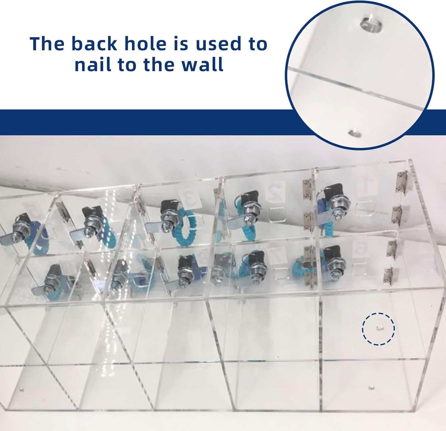 Cell Phone Lock Box, Wall-Mounted Acrylic Cell Phones Storage Cabinet Storage Locker Box with Door Locks and Keys for Classroom Office Employees