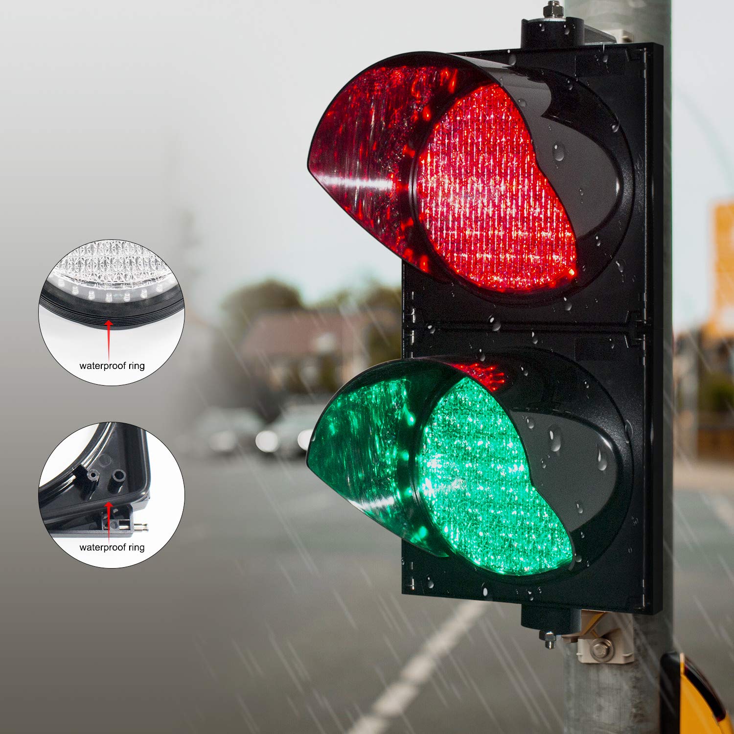 BBMi AC85-265V 200mm(8inch) Traffic Light, Red/Green Stop and Go Light, Led Traffic Signal Light, PC Housing Waterproof IP65 Industrial LED Traffic Stop Light, Dock Bay Indicator Warning Light