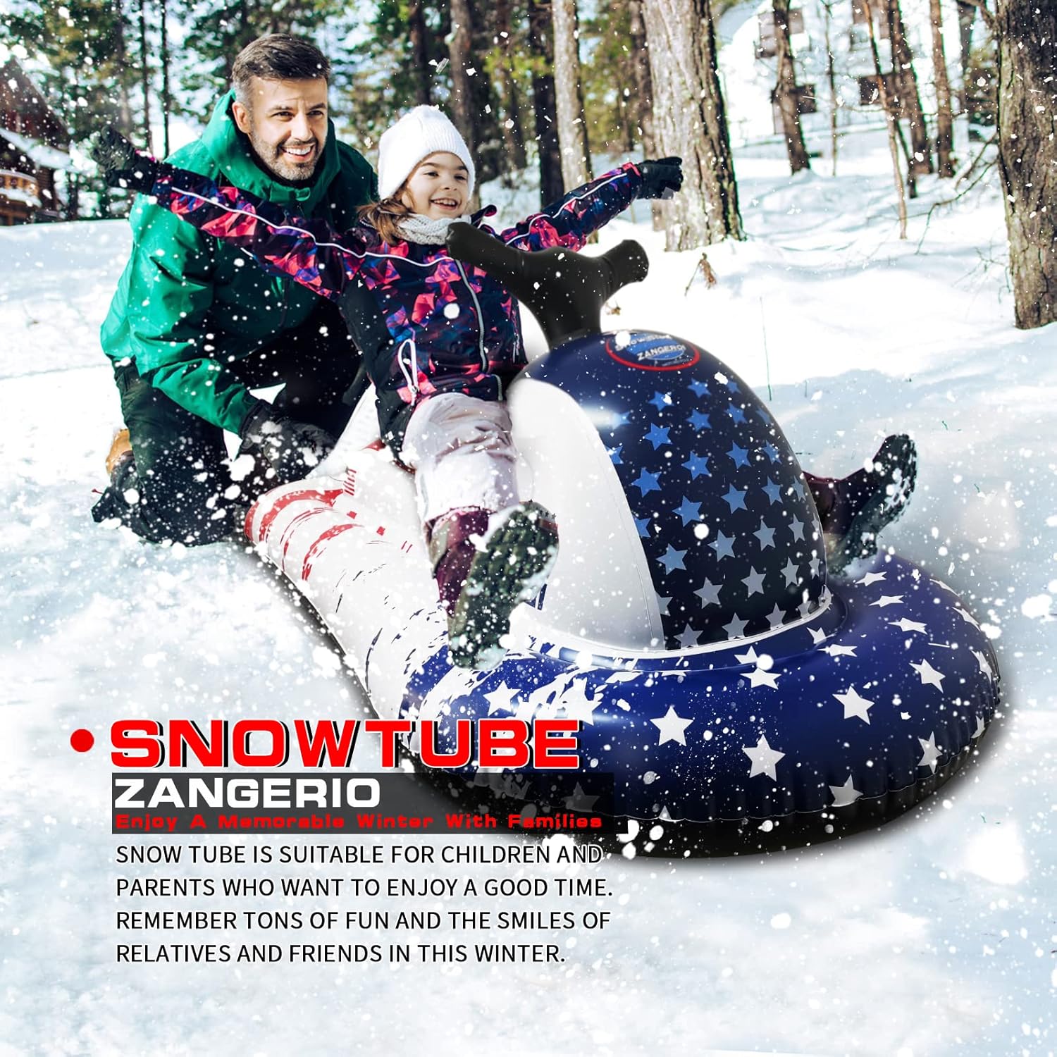 Snow Tube Snow Tubes for Sledding Snow Sled for Kids Snow Sleds for Kids and Adult Snow Tubes for Sledding Kids Snow Tube Heavy Duty Inflatable Snowmobile Snow Sled Snow Tubes for Adults Pack of 2