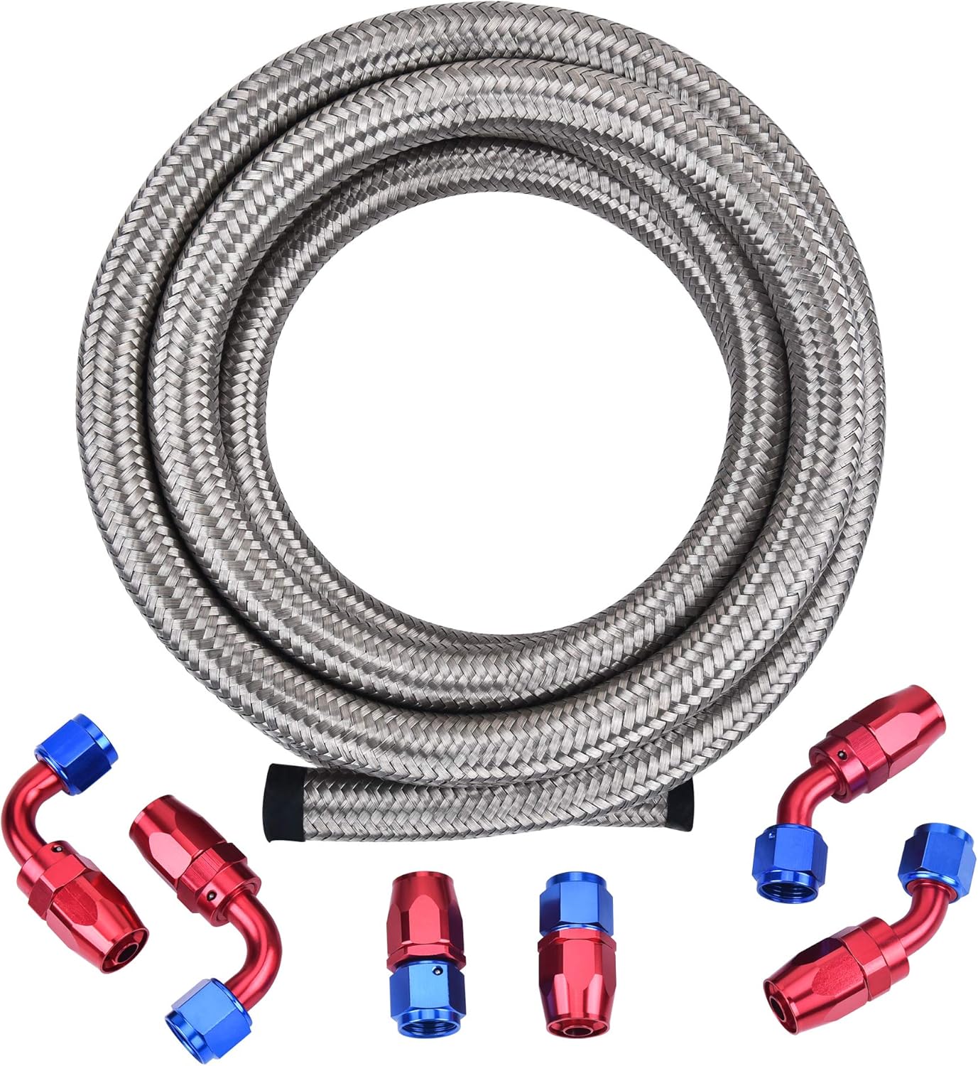 EVIL ENERGY 6AN Fuel Line Kit,Nylon Braided Fuel Hose CPE 10FT Black(11/32