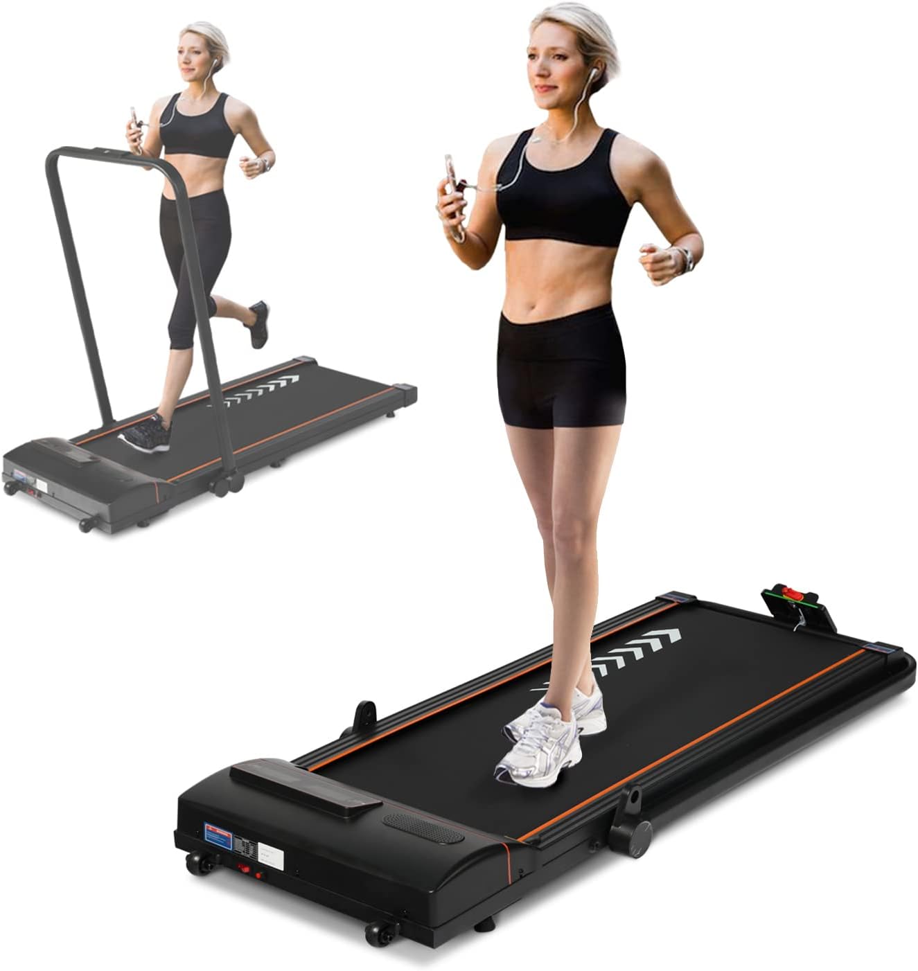 Rotihom 2 in 1 Under Desk Treadmill, 2.0HP Folding Electric Treadmill with LED Display, Walking Pad for Home Office with Remote Control