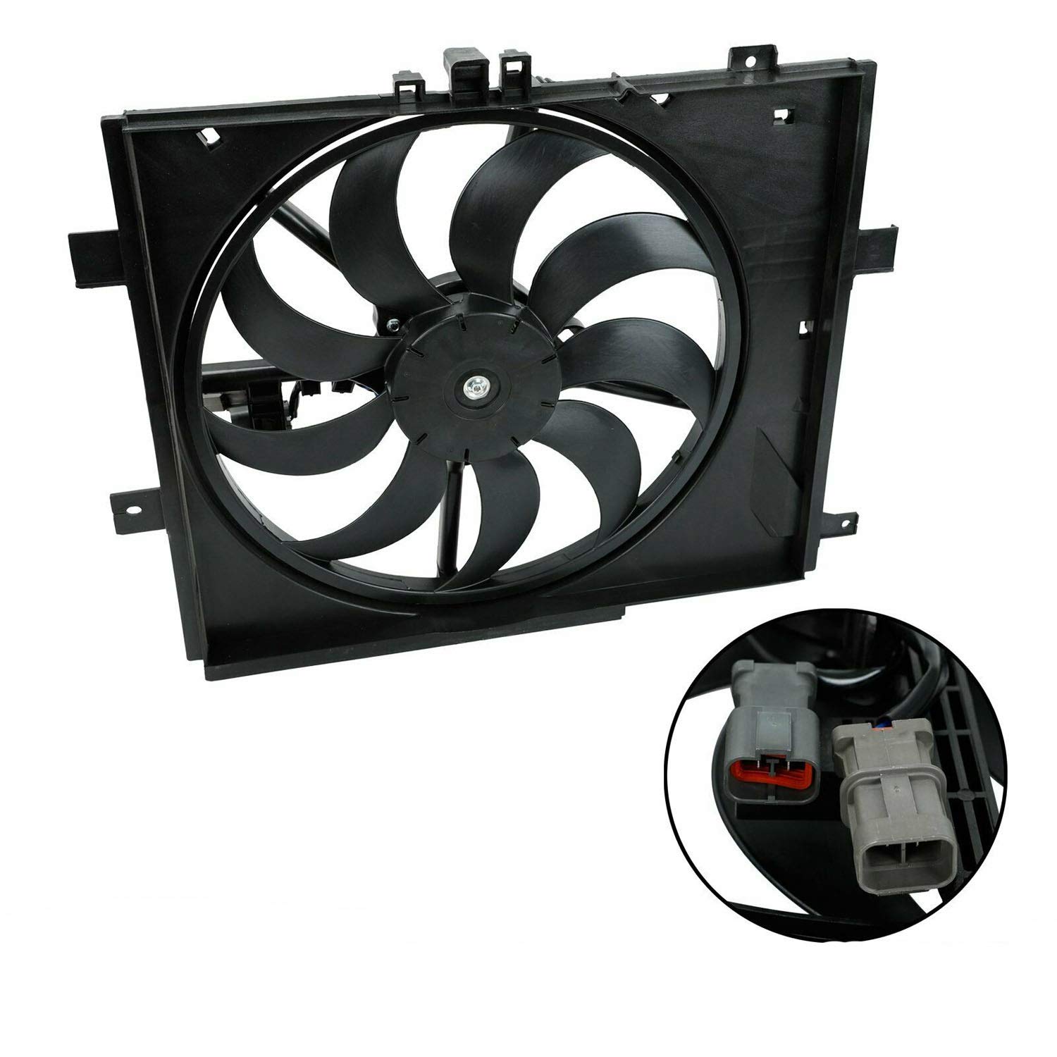 TYFYB Radiator Condenser AC Cooling Fan Assembly Compatible with 2012-2017 Versa Note Two Plug CVT Trans #214813AB3A