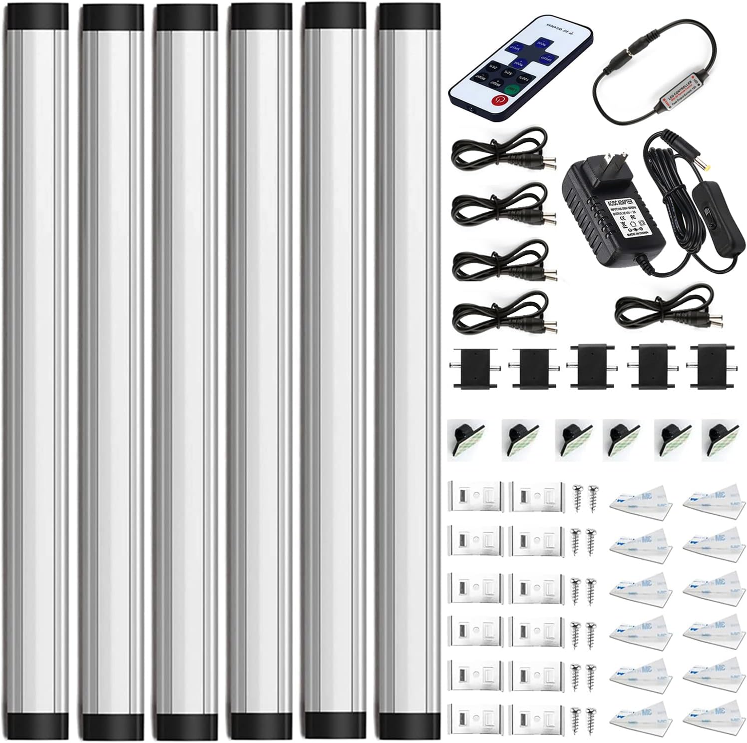 Led Under Cabinet Lighting Kit, Under Counter Light for Kitchen, 6PCS 12-inch Cabinet Light Strips, Dimming,Ultra Slim, Warm White 3000K for Cabinet Counter, Closet, Shelf Pack of 2