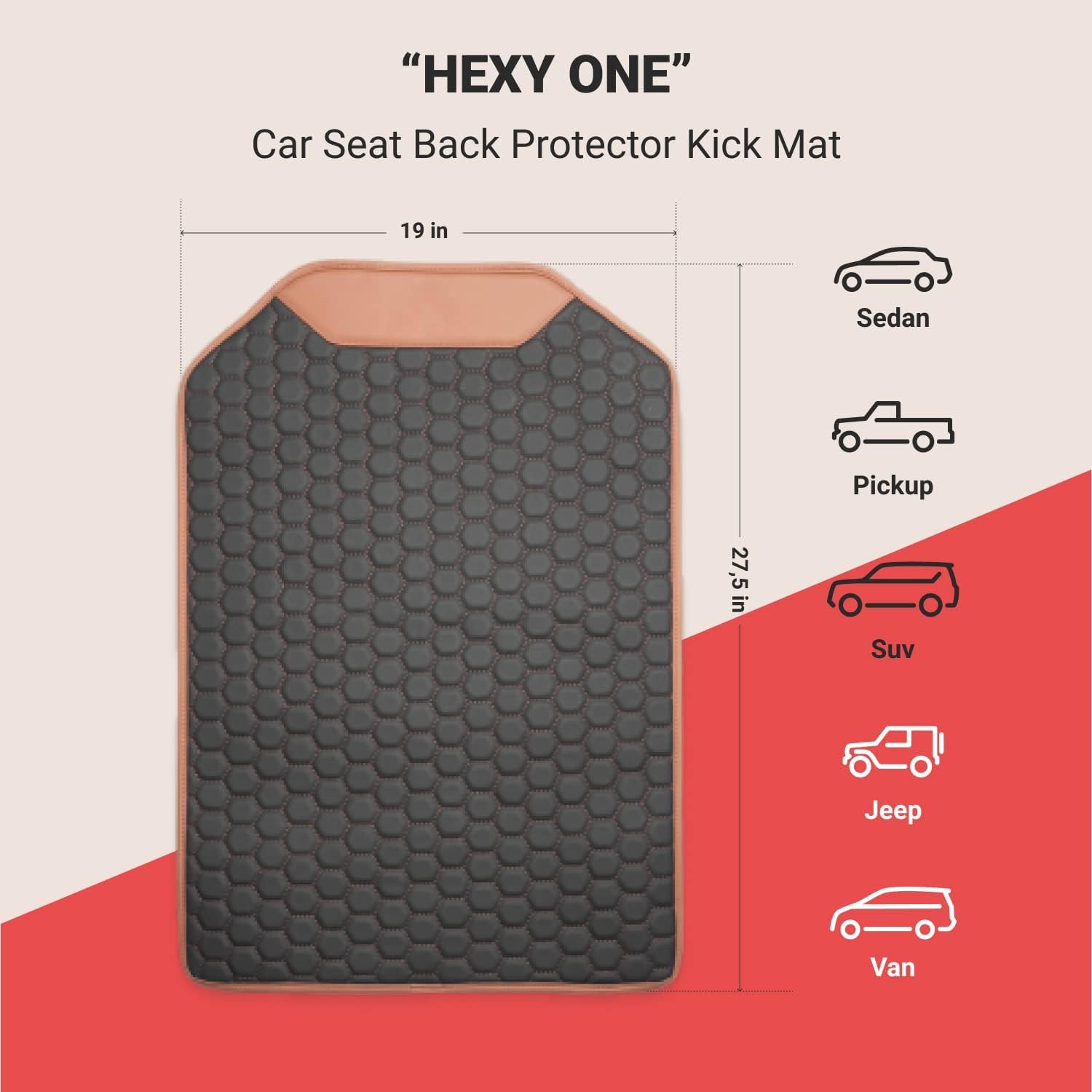 Owleys Kick Mats Back Seat Protector Seat Back Protectors Back of Driver Seat Kick Mat Car Seat Cover for Kids Feet Black Brown Tan (Hexy One (1 Piece)) Pack of 2