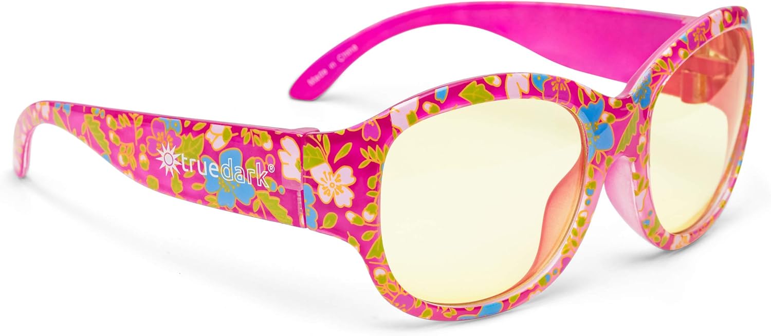 TrueDark Daylights Kids Floral Print Blue Light Blocking Glasses - Protect Your Eyes from Harmful Computer Junk Light Pack of 2