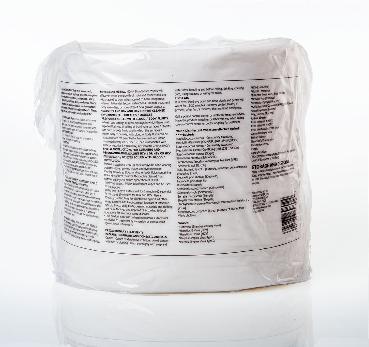 Monk - 69804R Disinfecting Gym Wipes 4 Refill Pack of 800 Count Wipes