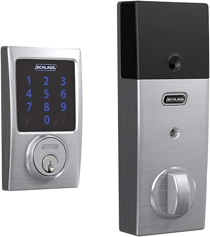 SCHLAGE BE469ZP CAM 605 Connect Smart Deadbolt With Alarm Inbuilt Camelot Trim In Bright Brass