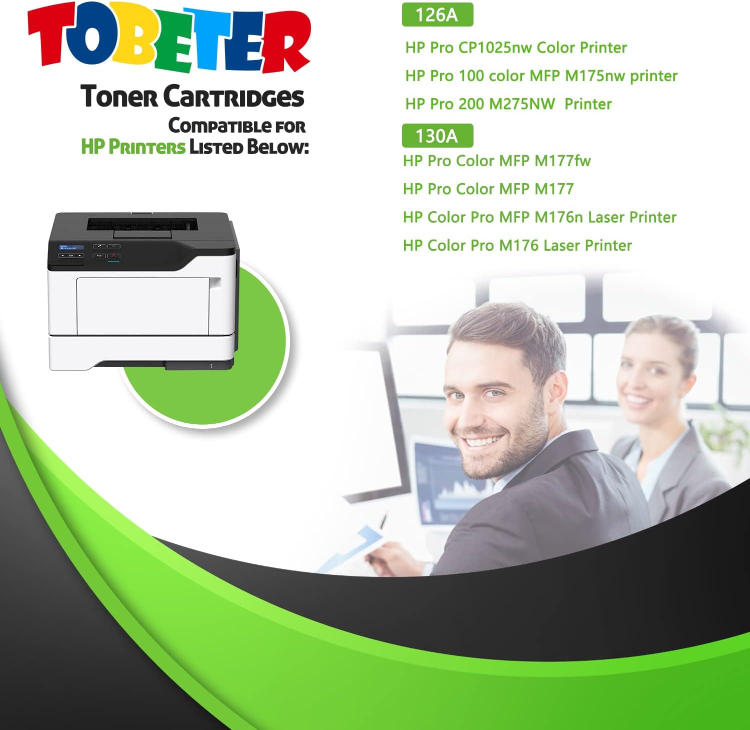 ToBeter Remanufactured Toner Cartridge 130A Replacement for HP 130A CF350A CF351A CF352A CF353A for Pro Color MFP M177fw M176n M177 M176 Printer (1 Black 1 Cyan 1 Magenta 1 Yellow) Pack of 2