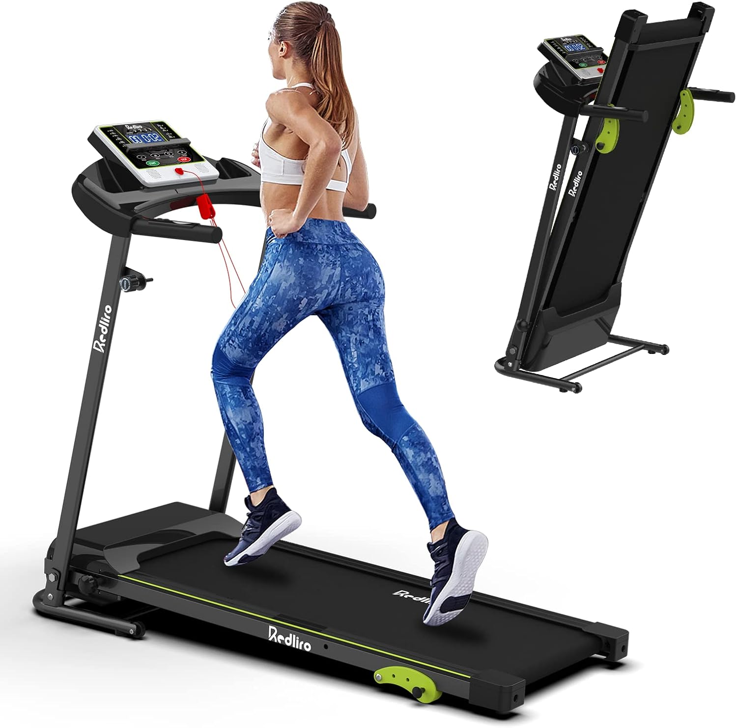 REDLIRO Folding Treadmill for Home Jogging/Walking with Incline Portable Space Saving Fitness Running Electric Indoor Exercise Workout Office Physical Training