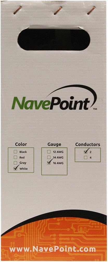 NavePoint 250ft in Wall Audio Speaker Cable Wire CL2 16/2 AWG Gauge 2 Conductor Bulk White Pack of 2
