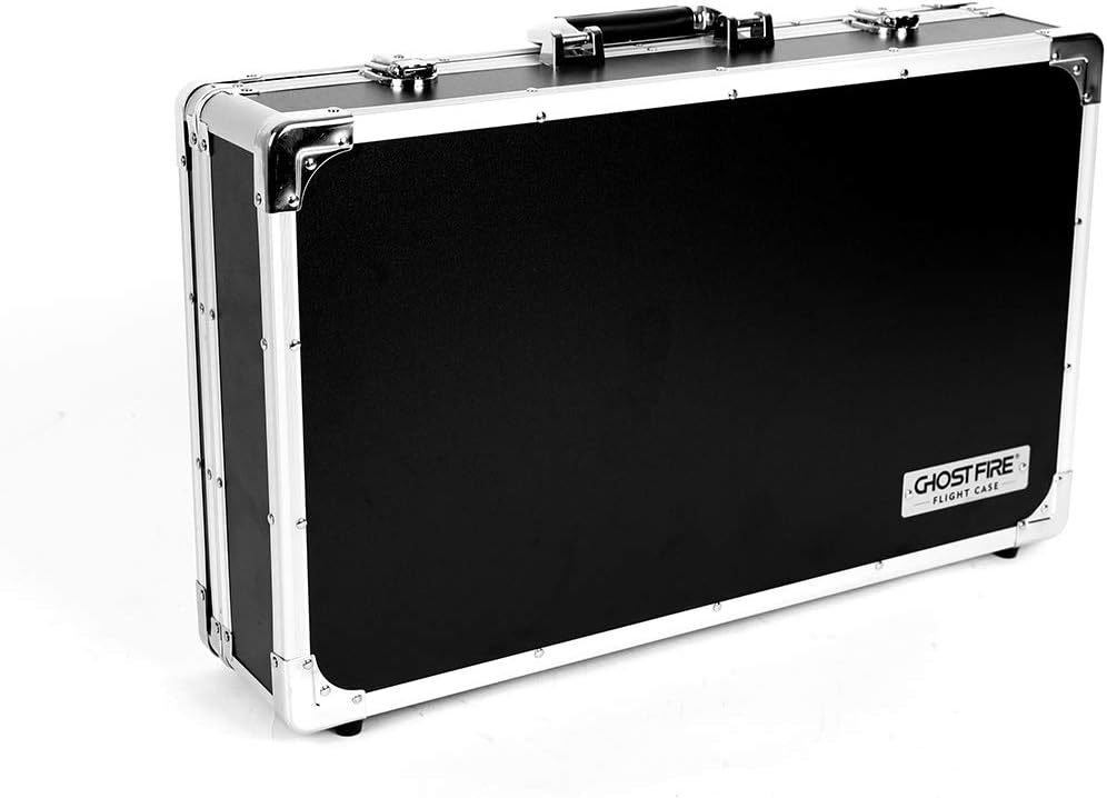 Ghost Fire Guitar Multi Effect Pedal Case 21.6x12.4x4.2in ，with Pedal Mounting Tape Fastener，Sturdy Locking Aluminum ，T series T-EC10