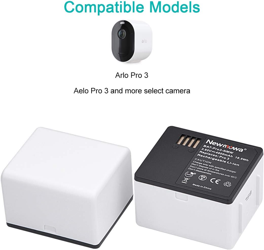 Newmowa Replacement Battery (2-Pack) and Dual USB Charger Kit for Arlo Ultra and Arlo Pro 3 Pack of 2
