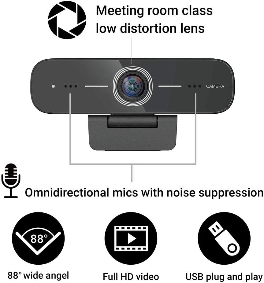 BenQ DVY21 1080p Full HD Webcam, Omnidirectional Mics with Noise Suppression, Auto Exposure Correction, Wide Field of View, Low Distortion, H.265, Compatible with Zoom/Google Meet/Teams/Webex and more Pack of 2