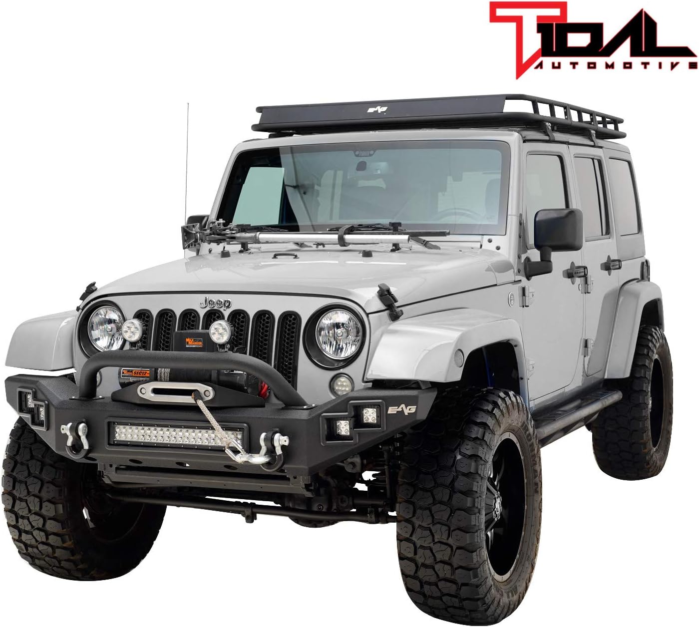 Tidal LED Front Bumper with Winch Plate Offroad Fit for 07-18 Wrangler JK