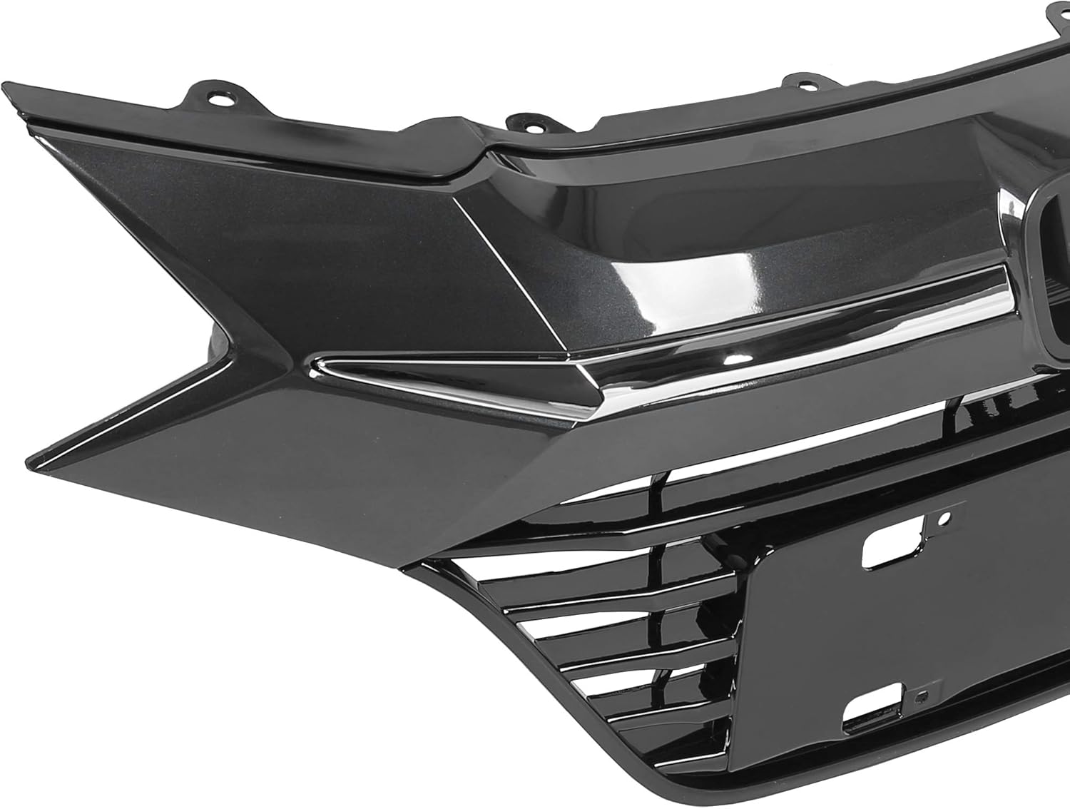 ECOTRIC Front Upper Bumper Grille Compatible With 2016 2017 2018 Honda HRV HR-V Grill Assembly Chrome Glossy Black