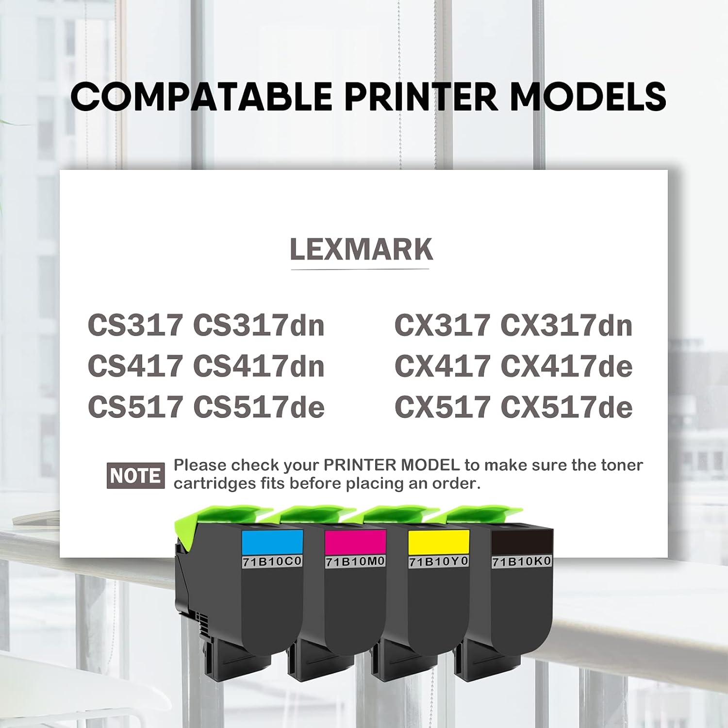 RAKUNI Remanufactured Toner Cartridge Replacement for Lexmark 71B0010 71B10K0 71B10C0 71B10M0 71B10Y0 CS317 CX317 CS417 CX417 CS517 CX517 CS317dn CX317dn CS417dn CX417de (High Yeild, 4-Pack)