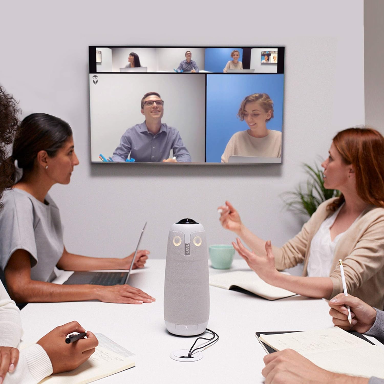 Meeting Owl Pro - 360 Degree, 1080p Smart Video Conference Camera, Microphone, and Speaker (Automatic Speaker Focus & Smart Meeting Room Enabled) (Renewed)